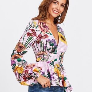 🔥Pink bishop sleeve top. Size small🔥